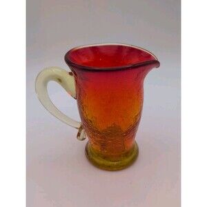Kanawha Glass Amberina Crackle Glass 3” Miniature Pitcher/Creamer